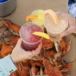 Drinks and steamed crabs