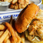 Crab cake sandwich and fries