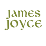 the james joyce logo on a black background.
