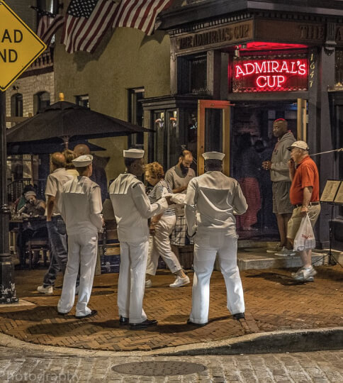 Seamen standing outside