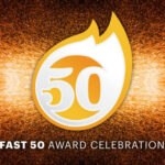 The logo for the fast 50 award celebration.